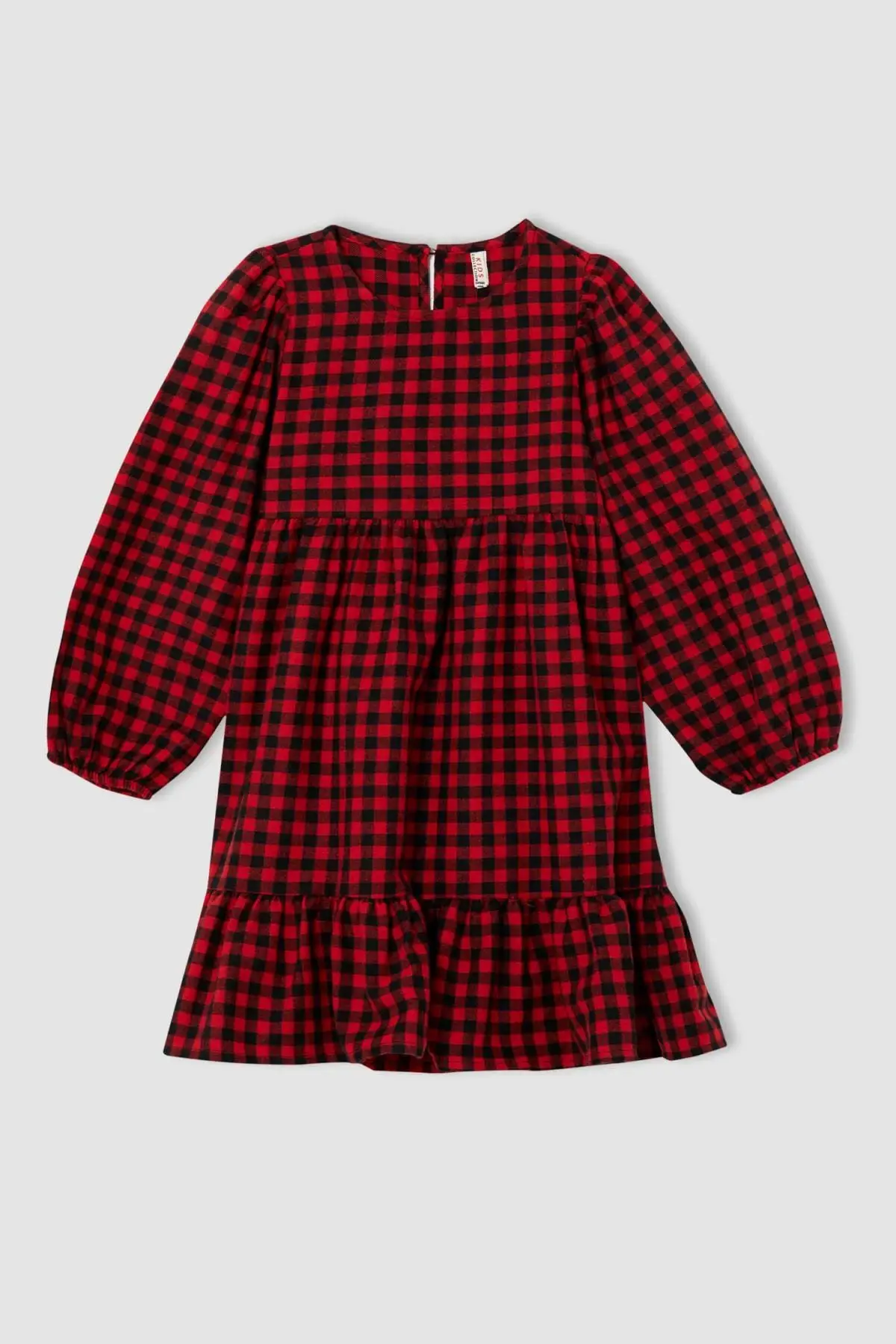 

Female Child Gingham Flounces Long-Sleeve Dress
