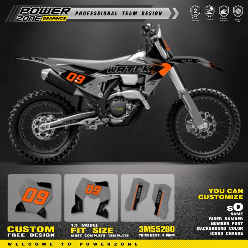 Персонализированные графические наклейки PowerZone Team для набора наклеек 3M KTM 23-25SXF