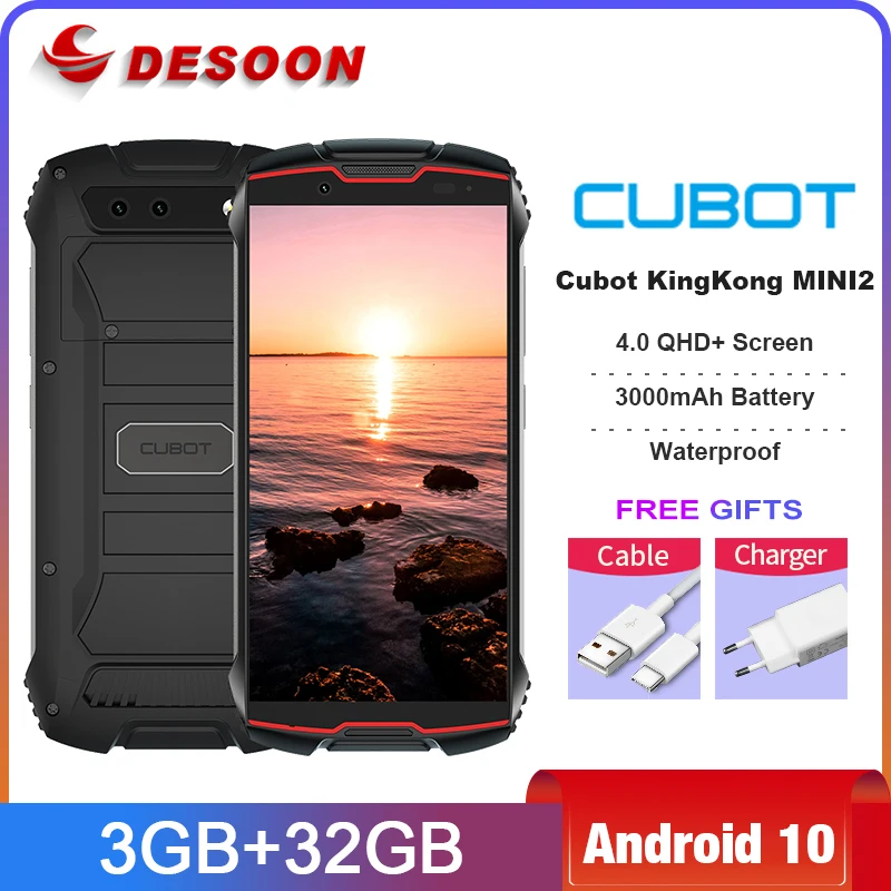 Cubot KingKong MINI2 Rugged Phone 4 QHD+ Screen Waterproof 4G Mobile phone Dual-SIM Android 10 3GB+32GB 13MP Camera Smartphone