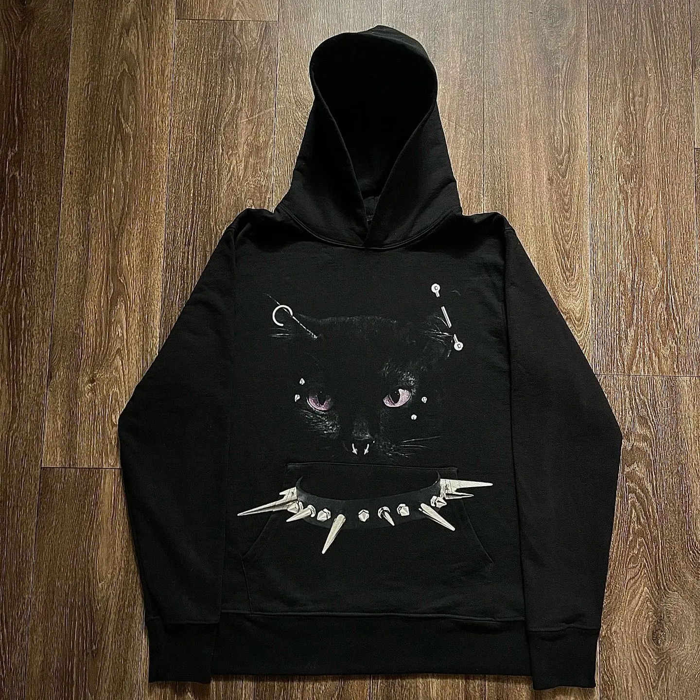 Y2k Autumn/Winter Outfit Long Sleeve Hoodie Dark Retro Printed Sweatshirt Streetwear Hip Hop Punk Clothes Tops Trend Ootd 2024