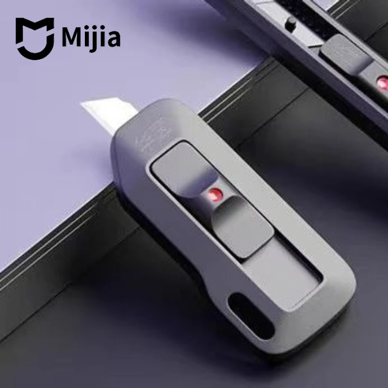 Фото Новый универсальный резак Mijia: карманный инструмент из углеродистой стали с защитным замком для рукоделия, DIY, офиса и работы с коробками №1
