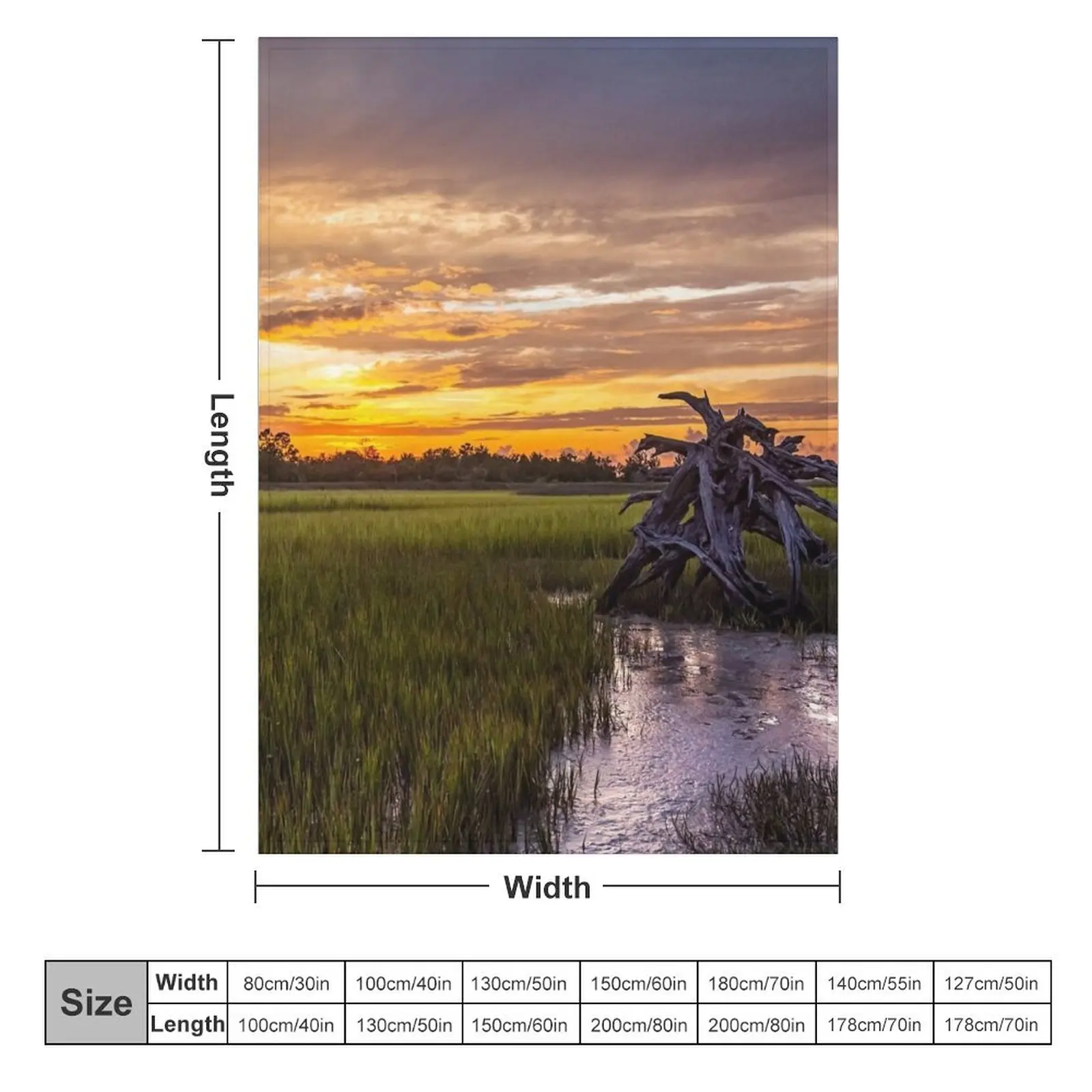 Lowcountry-одеяло в винтажном стиле из соленой болоты на закате Южной Каролине тонкое