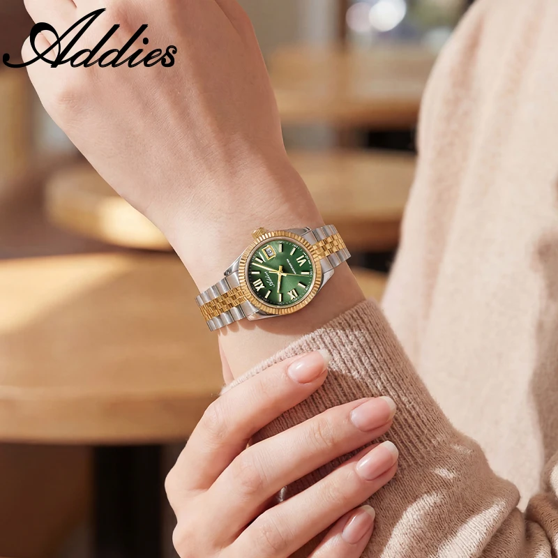 Фото Новые роскошные часы для пар Addies AW25901, водонепроницаемые до 5 бар, для активного отдыха, с суперлюминесцентным сапфировым стеклом BGW9, дайверские наручные часы, подарок №3