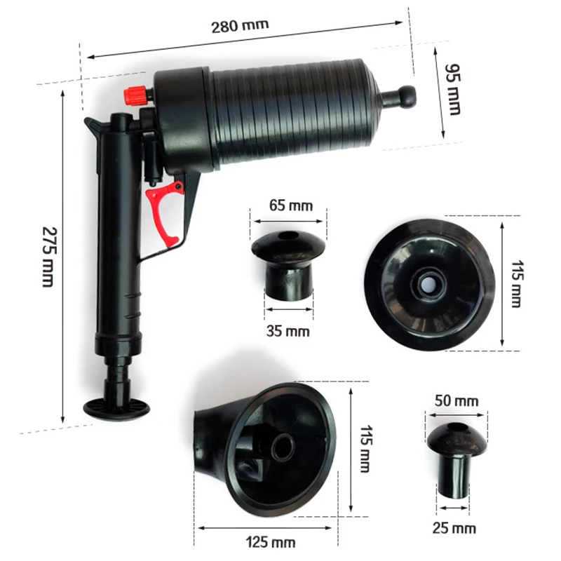Air Power Drain High Pressure Powerful Dredge Manual Sink Plunger Opener Cleaner Pump for Bath Toilet Sewer Bathroom Accessories |
