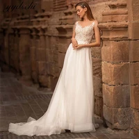 elegant a line wedding dresses 2022 v neck lace appliques tulle illusion back off the shoulder lace floor length vestido