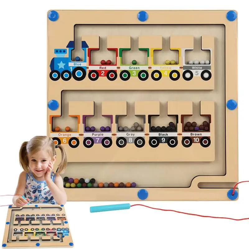 

Магнитный лабиринт с цветными цифрами, доска-лабиринт Монтессори, обучающая и развивающая игрушка, магнитная головоломка, игровая доска для детей