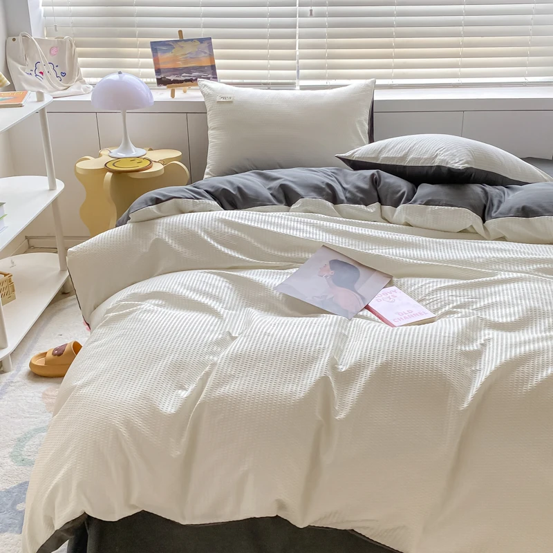 Сплошной цвет комплект постельного белья для двуспальной кровати из матового