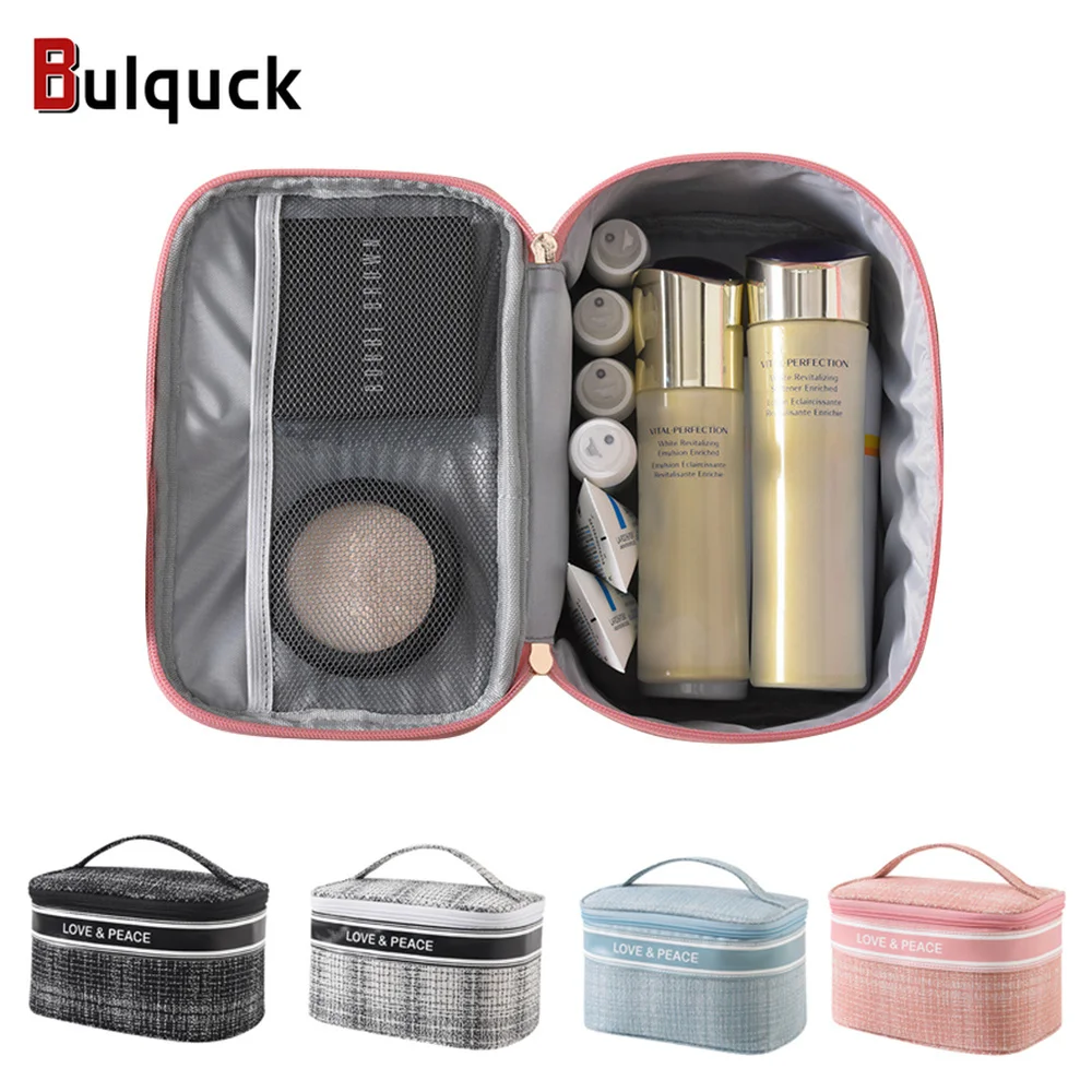 

Portable Travel Cosmetic Storage Wash BagHand Held Large Capacity Double Zipper Home Makeup Toiletry Organization Pouch New