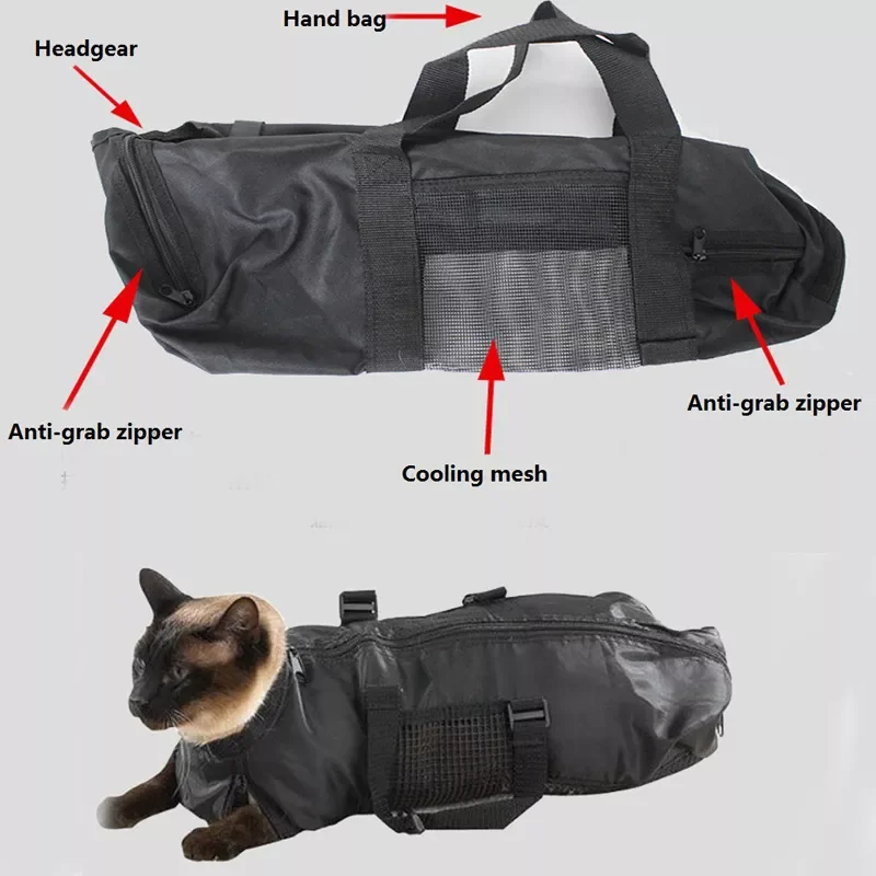 

2022New Cat Grooming Bag Restraint Bag Cats Nail Clipping Cleaning Grooming Bag Pet Supply Cat Carriers