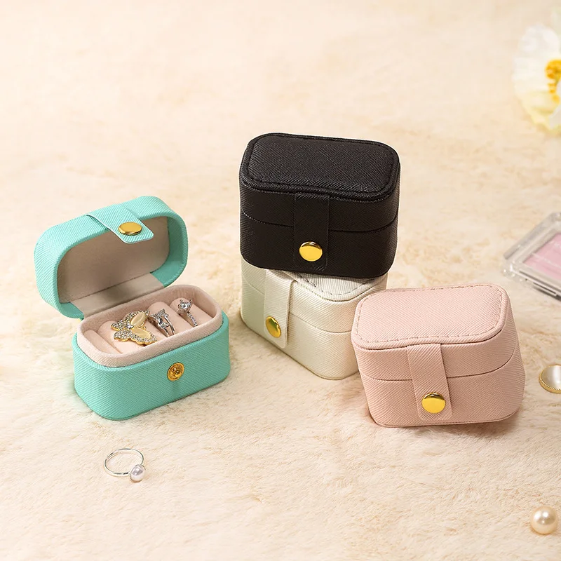 

Portable Small Jewelry Organizer Travel Mini Gift Storage Boxes Leather Earring Necklace Display Ring Holder Packaging boxes