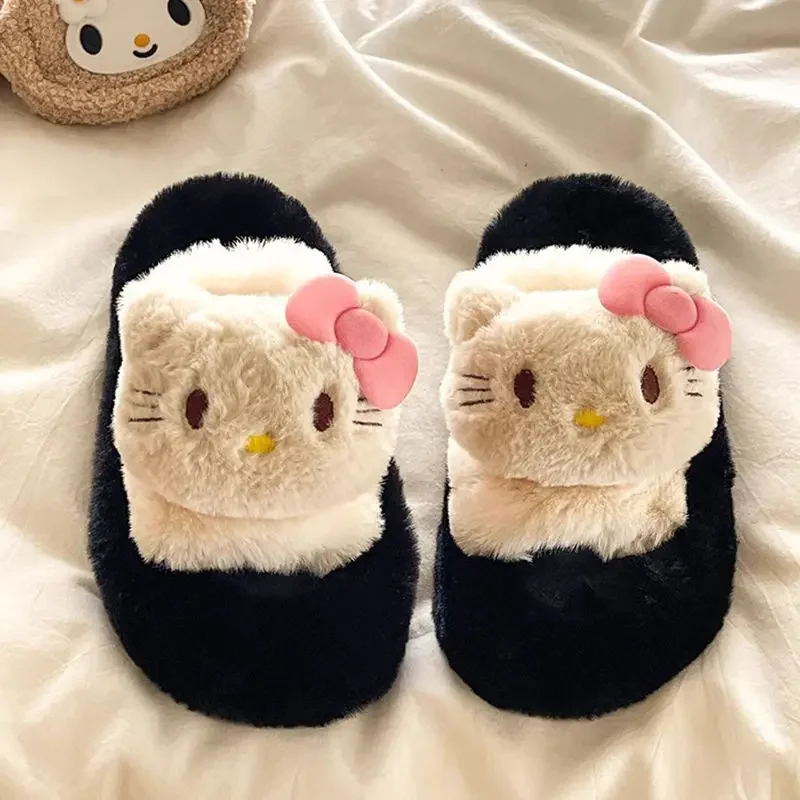 Милые плюшевые тапочки Hellokitty женские 2024 осенне-зимние новые внешние домашние
