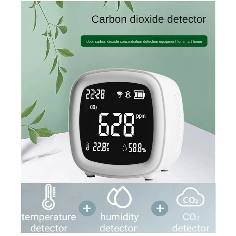 

CO2 Air Detector 3-In-1 Indoor CO2 Detector Air Quality Monitor Detects CO2 Home Office Light-And-Sound Dual Alarm