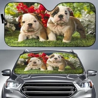 baby adorable bull dog puppy in the garden car sunshade meaning gift for bulldog lover car windshield durable auto visor for u
