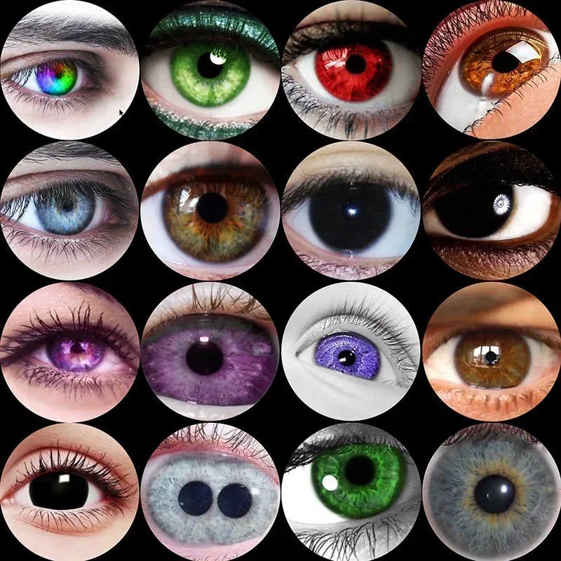 FLTMRH men and women red green colored yellow blue glass eyes cabochon round 6MM-30MM EyeToys DIY jewelry accessories pupil