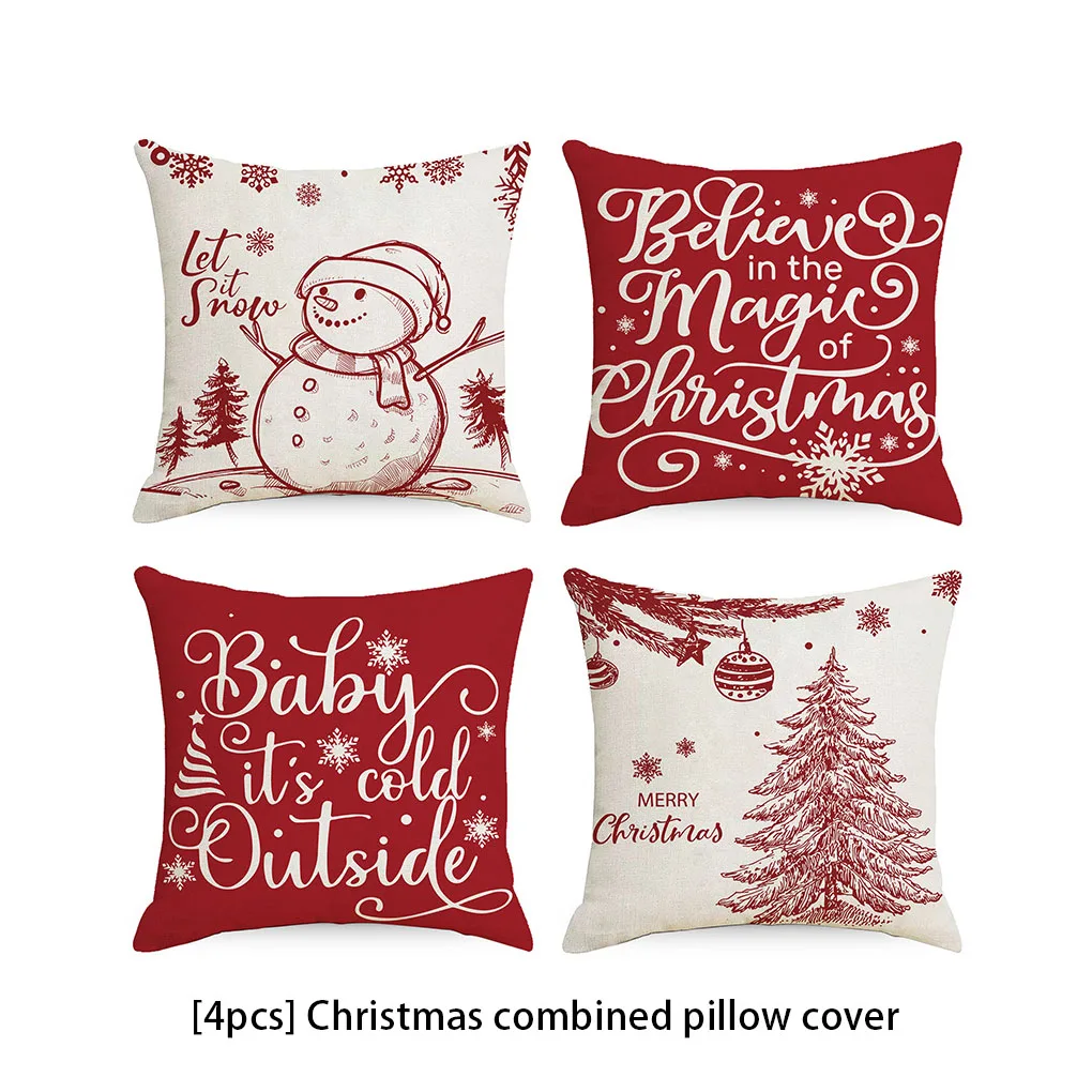 

4 шт., Новогодняя декоративная наволочка для подушки