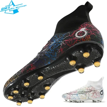 Men Soccer Shoes TF/FG Sell Well High Ankle Adult Child Football Boots Turf Kids Indoor Futsal Football Training Sneakers 33-48#