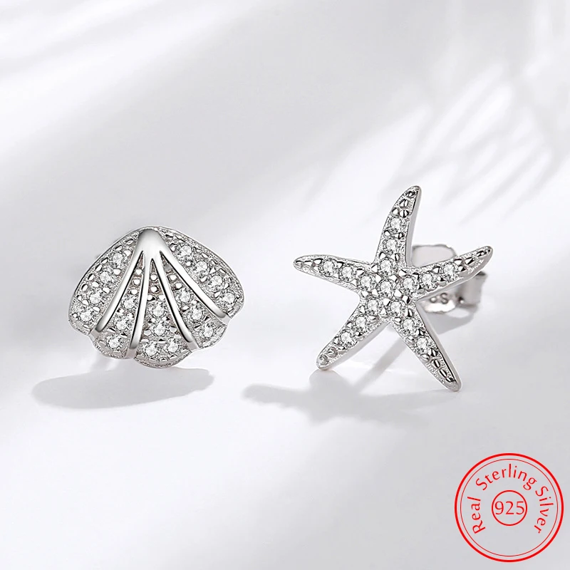 Справжні ювелірні вироби зі срібла 925 проби Кришталеві сережки з морською зіркою