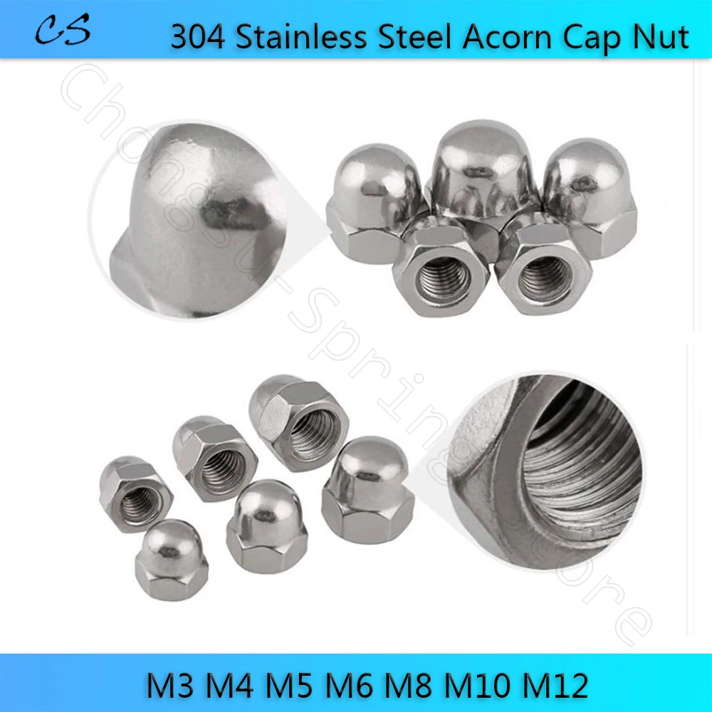 

Acorn Cap Nut M3 M4 M5 M6 M8 M10 M12 A2 304 Stainless Steel Decorative Cap Nuts Caps Covers Hex Hexagon Dome Acorn Nut