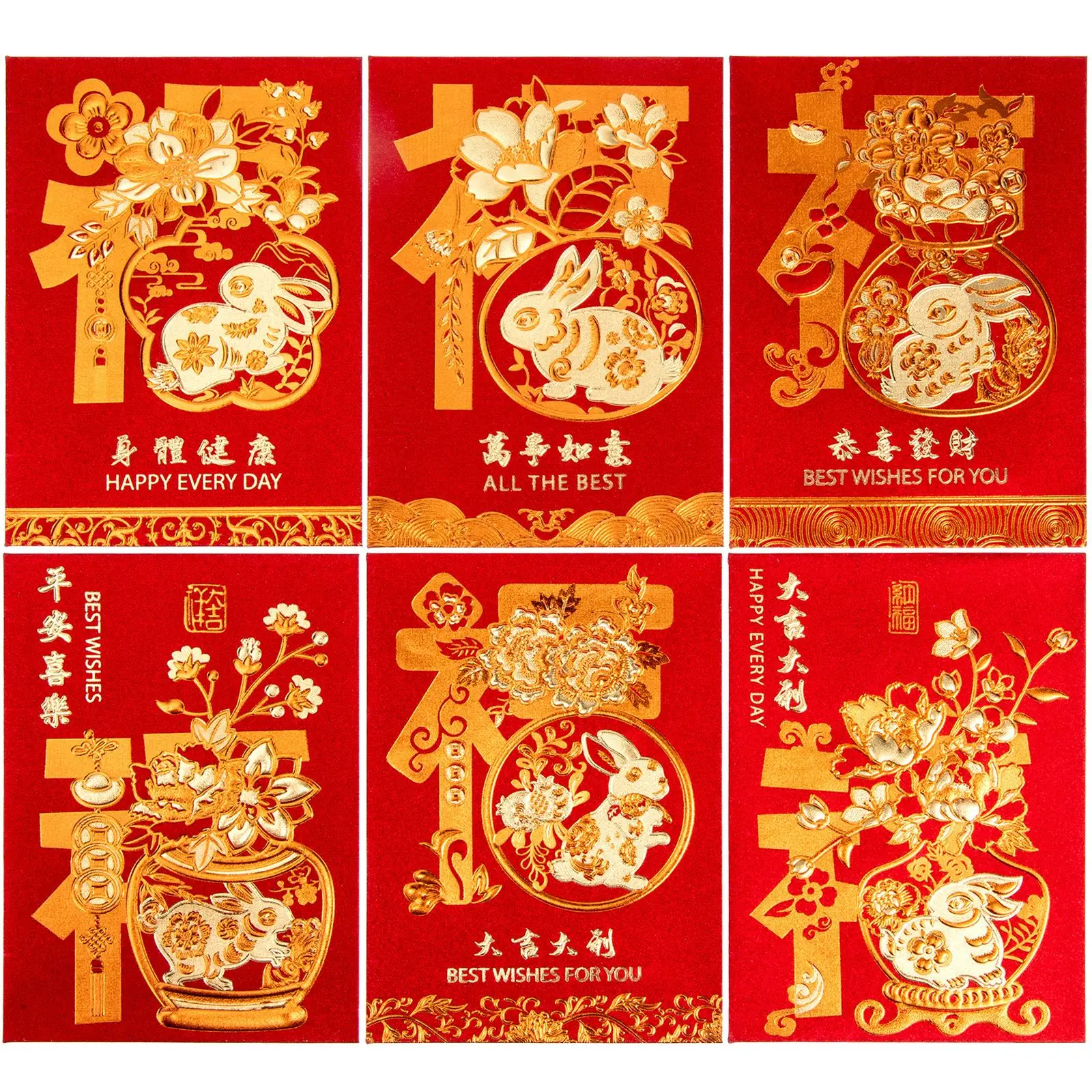 

60Pcs Chinese New Year Red Envelopes 2023 Rabbit Year Money Pockets Spring Festival Cartoon Red Envelope For Spring Festival