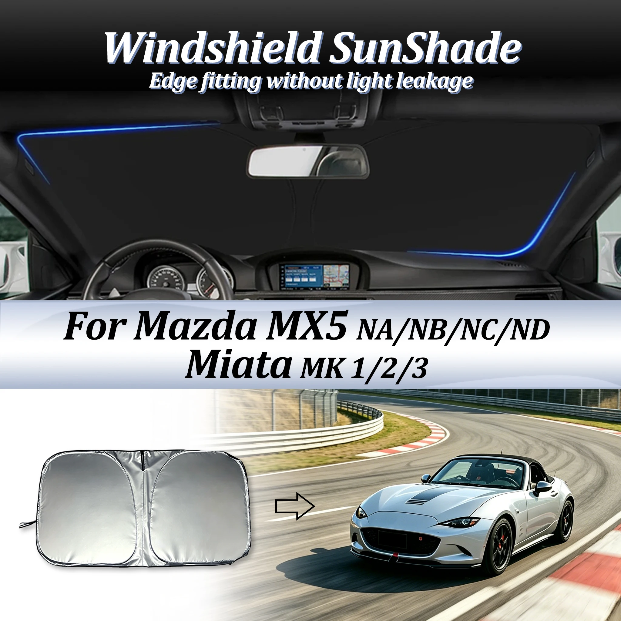 Фото Солнцезащитный козырек для лобового стекла автомобиля Mazda MX5 MX 5 NA NB NC ND Miata MK 1/2/3, складной, защита от ультрафиолета, автоаксессуары №1