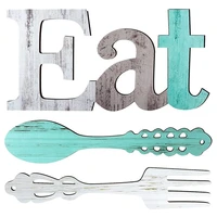 set of eat sign fork and spoon wall decor cute eat letters for kitchen and home decorative hanging wooden letters