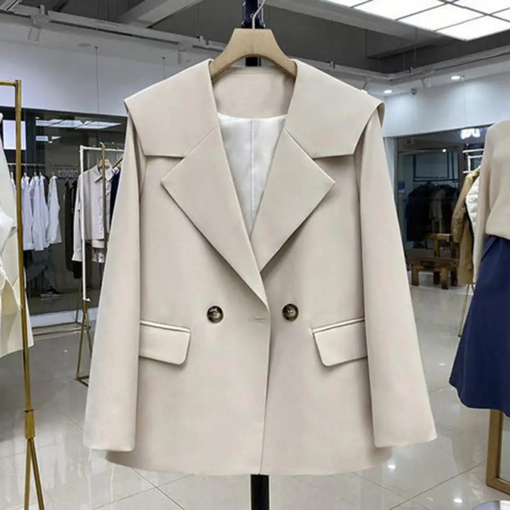 

Chic Women Blazer Long Sleeves Two Buttons Winter Blazer Notch Collar Winter Blazer