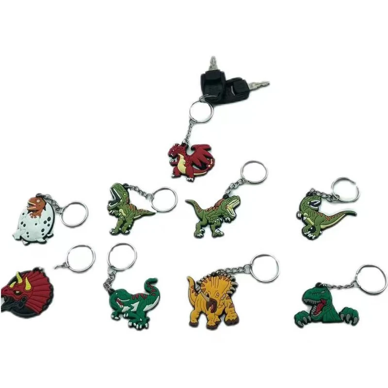 

100 шт./партия, резиновые брелоки в виде мультяшного динозавра