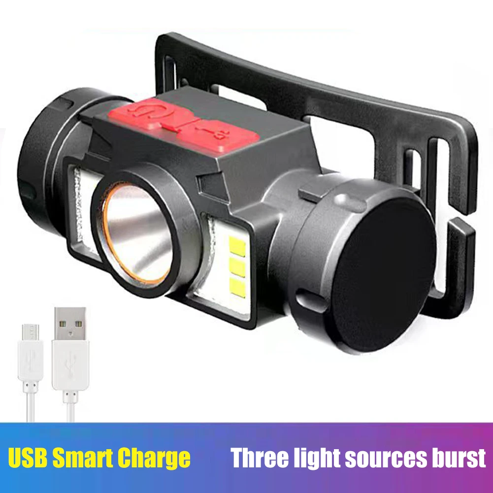 

XPE LED Headlamps Rechargeable ABS Waterpoof Head-mounted Flashlight Double Light Sources Adjustable Outdoor Emergency Lighting