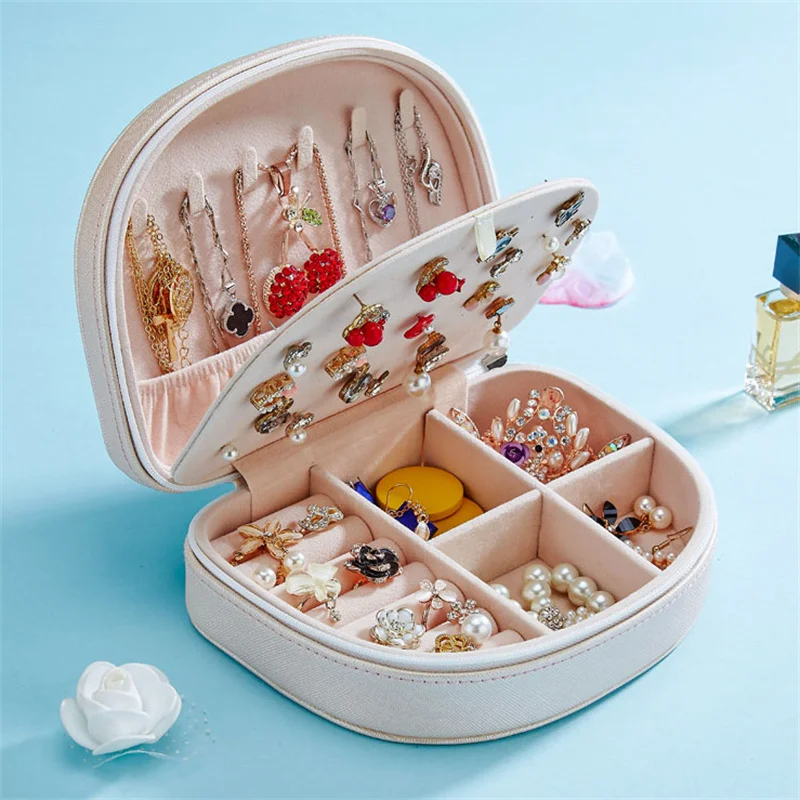 5 Colors Convenient Semi-Circle Jewellery Storage Box Creative Home Travel Earrings Necklace Ring Jewelry Fashion Storage Boxes
