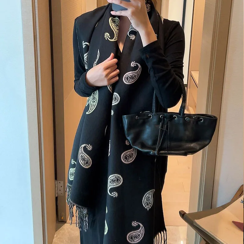 

Кашемировая зимняя шаль для женщин, шарф, повседневный принт, женское толстое одеяло, женские мягкие шарфы-банданы