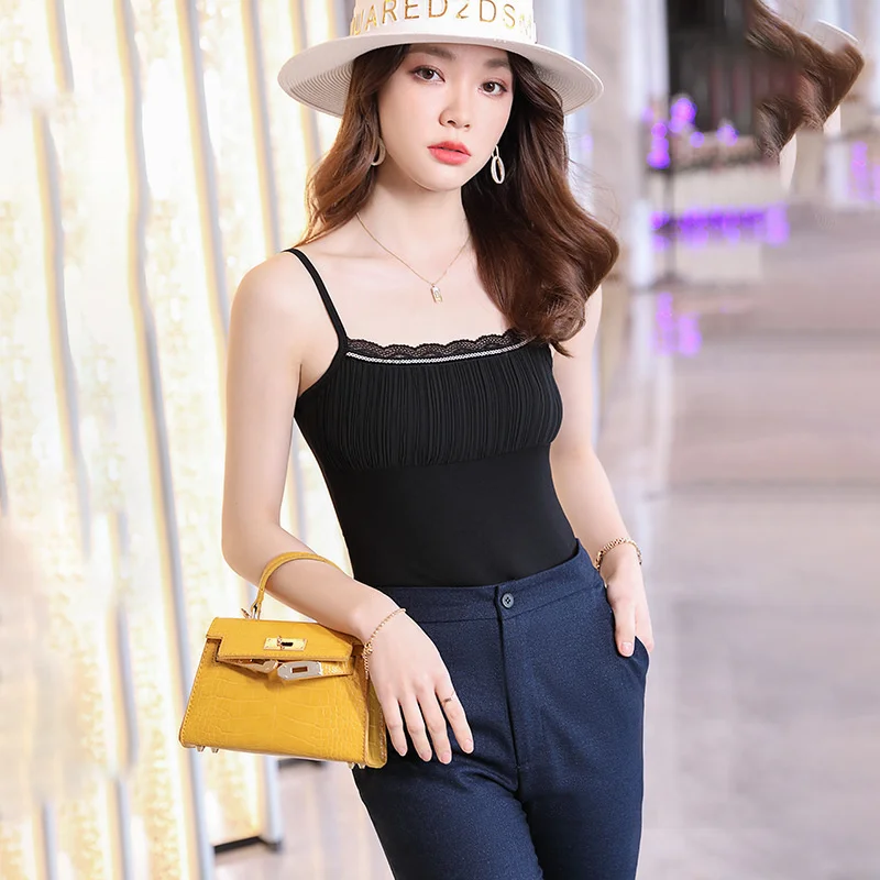 #1531 Black White Tank Top Ladies Summer Sleeveless Tops Women Korean Style Sexy Slim Vests Femme Suspender Vest Girls Skinny