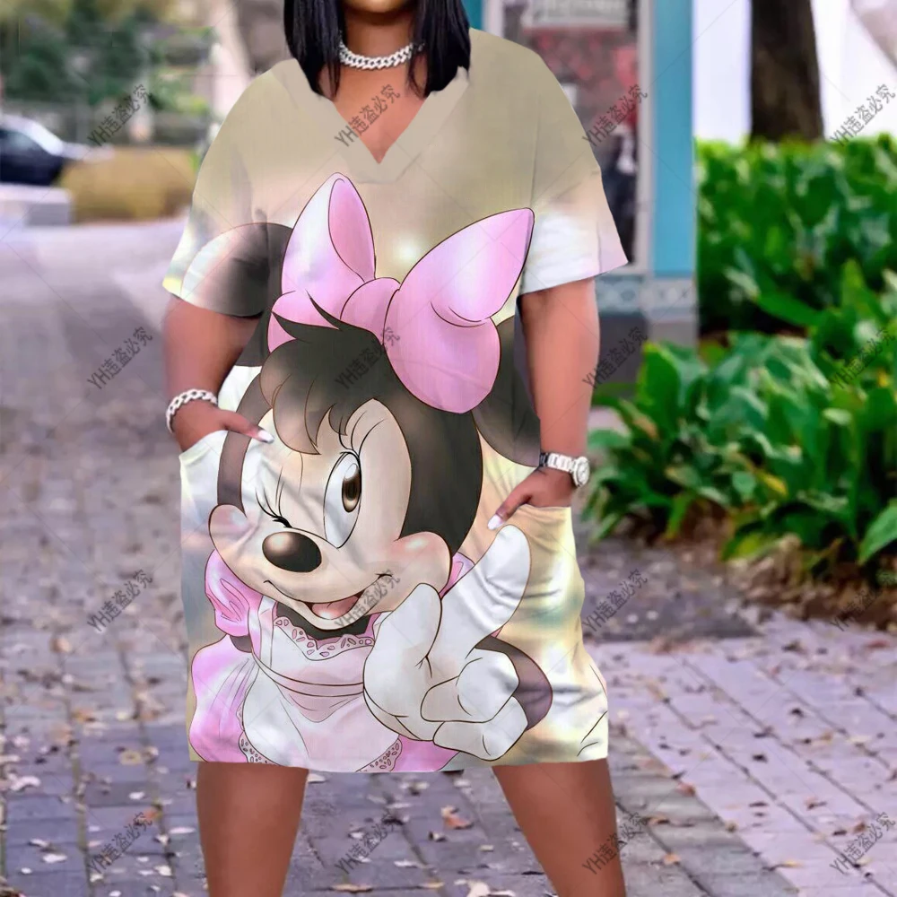 Женское винтажное платье до колен с коротким рукавом и 3D-принтом Микки Мауса |