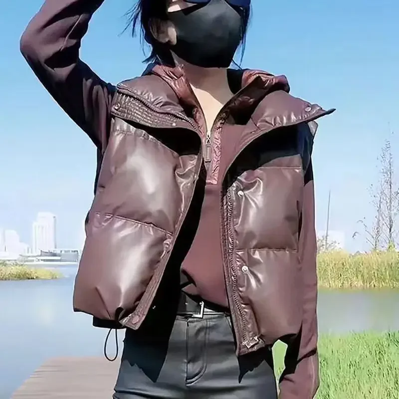 Женская укороченная куртка без рукавов теплая Толстая Уличная одежда на молнии