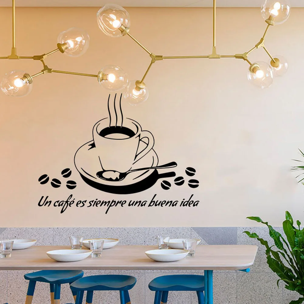 

Coffee Cups Kitchen Bar Wall Sticker For Living Room Restaurant Background Art Decals Stickers Wallpaper Home Decoration