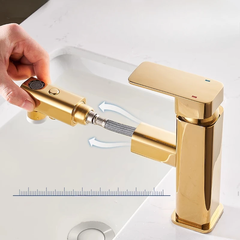 Бытовой светильник роскошный полностью медный выдвижной смеситель для горячей и