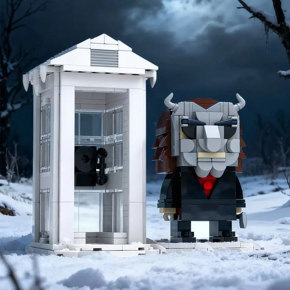 Фото Конструктор MOC «Черный телефон»: Фигурка убийцы из фильма ужасов, модель из кирпичиков, игрушка для сборки, подарок на день рождения для детей, сделай сам №2