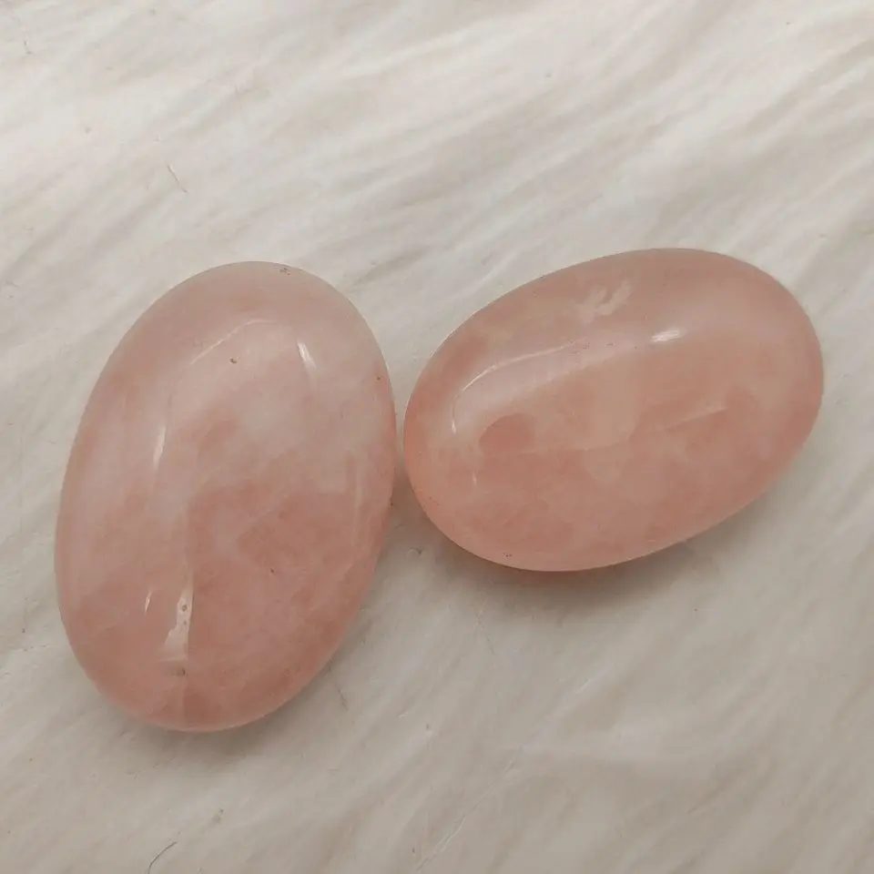 

5pc Natural Rose Quartz Pink Crystal Palm Polished Powerful Spiritual Reiki Chakras Meditation Stones and Healing Crystals