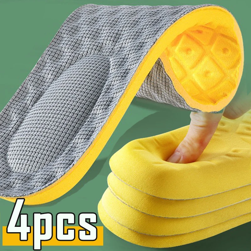 4Pcs Latex Memory Foam Insoles for Women Men Foot Support Shoe Pads Breathable Orthopedic Sport Insole Feet Care Insert Cushion
