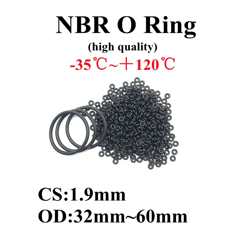 

Уплотнительное кольцо черного цвета, 20 шт., уплотнительная прокладка CS 1,9 мм, od32мм ~ 60 мм, NBR, автомобильный Нитриловый каучук круглого типа, ан...