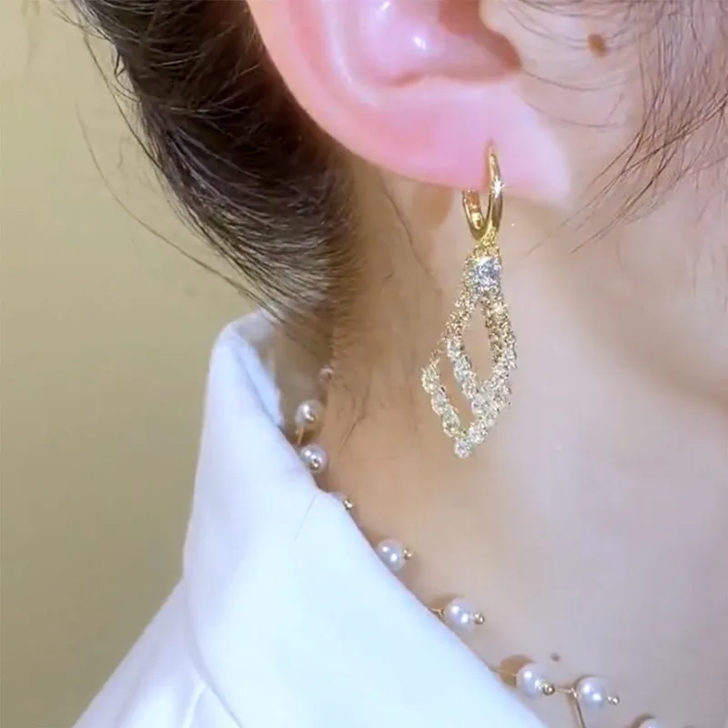 Изысканные циркониевые ромбовидные геометрические Подвесные серьги для женщин