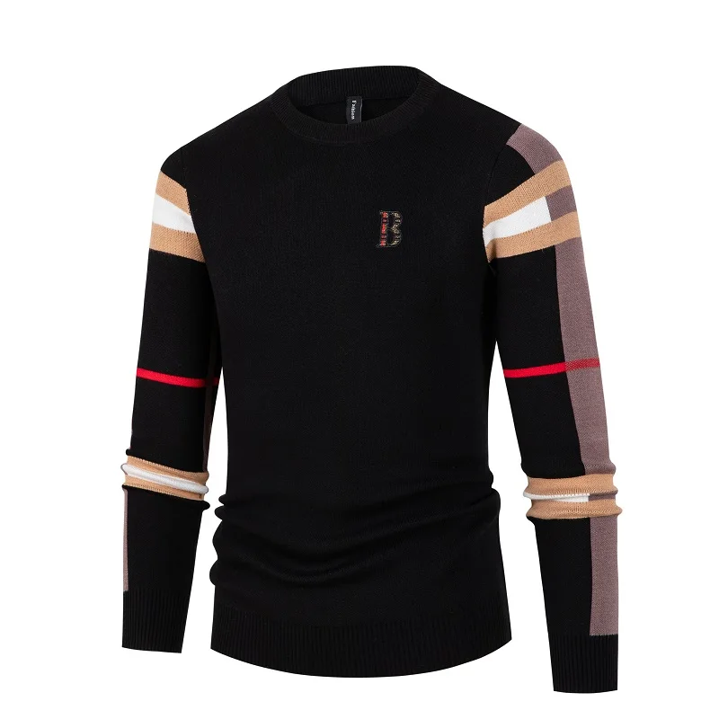 2022 New Fall Winter High End Designer Knitwear Men Classic Casual Stripe Plaid Pullovers Mens Business Brand Soft Warm Sweaters