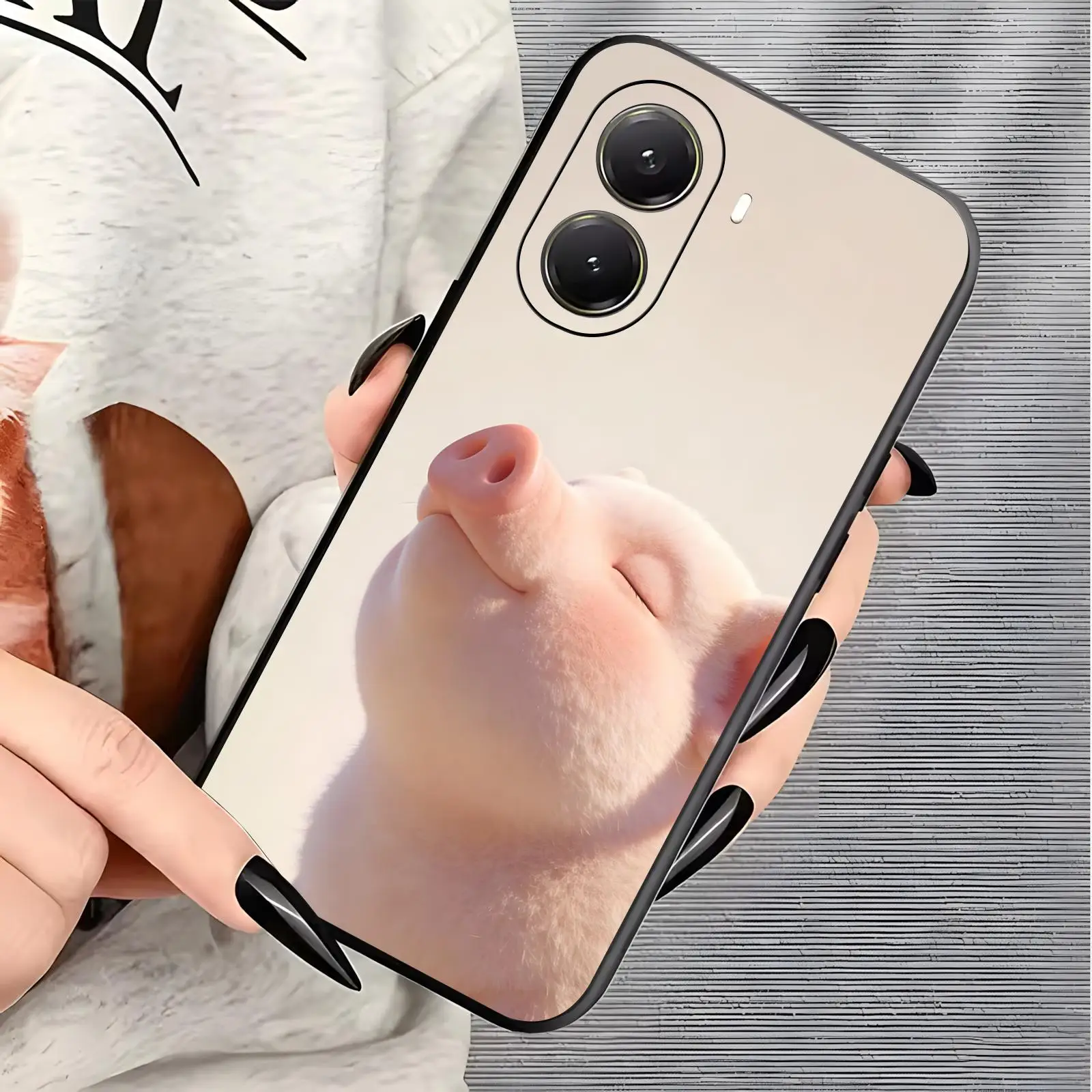 Фото Чехол для телефона Xiaomi POCO M7 M6 M5 X8 X7 X6 F8 F7 F6 Pro 5G, мягкий черный противоударный чехол с милым поросенком №2