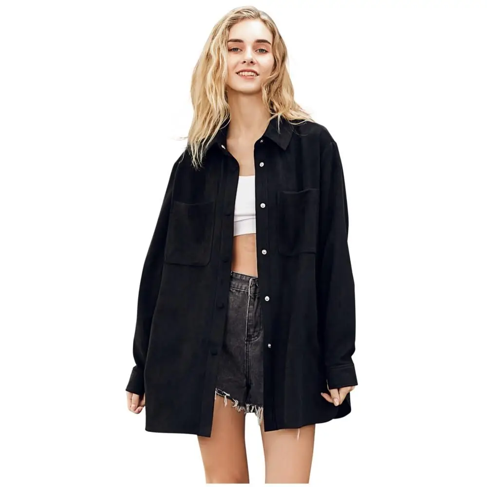 Luxury Women Real Leather Coat Shirts Casual Lapel Pure Color Winter Coat Women Fashion Designer Simple Genuine Suede Shirts