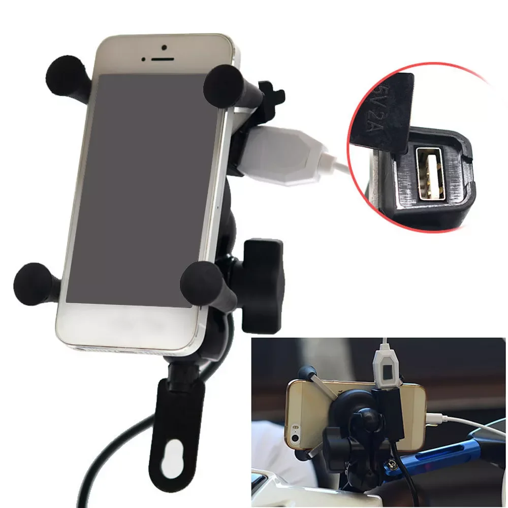 

Besegad 360 Degree Rotation Motor Mounting 3.5-6 inch GPS Moto Phone Mount Holder USB Charger Mobile Phone Holder for Motorcycle