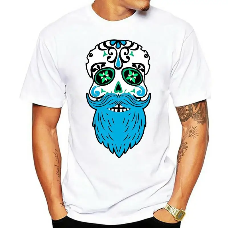 

Футболка с изображением сахарного черепа бороды-день мертвецов | Стандартная Мужская футболка 2022, новые футболки с рисунком, футболка