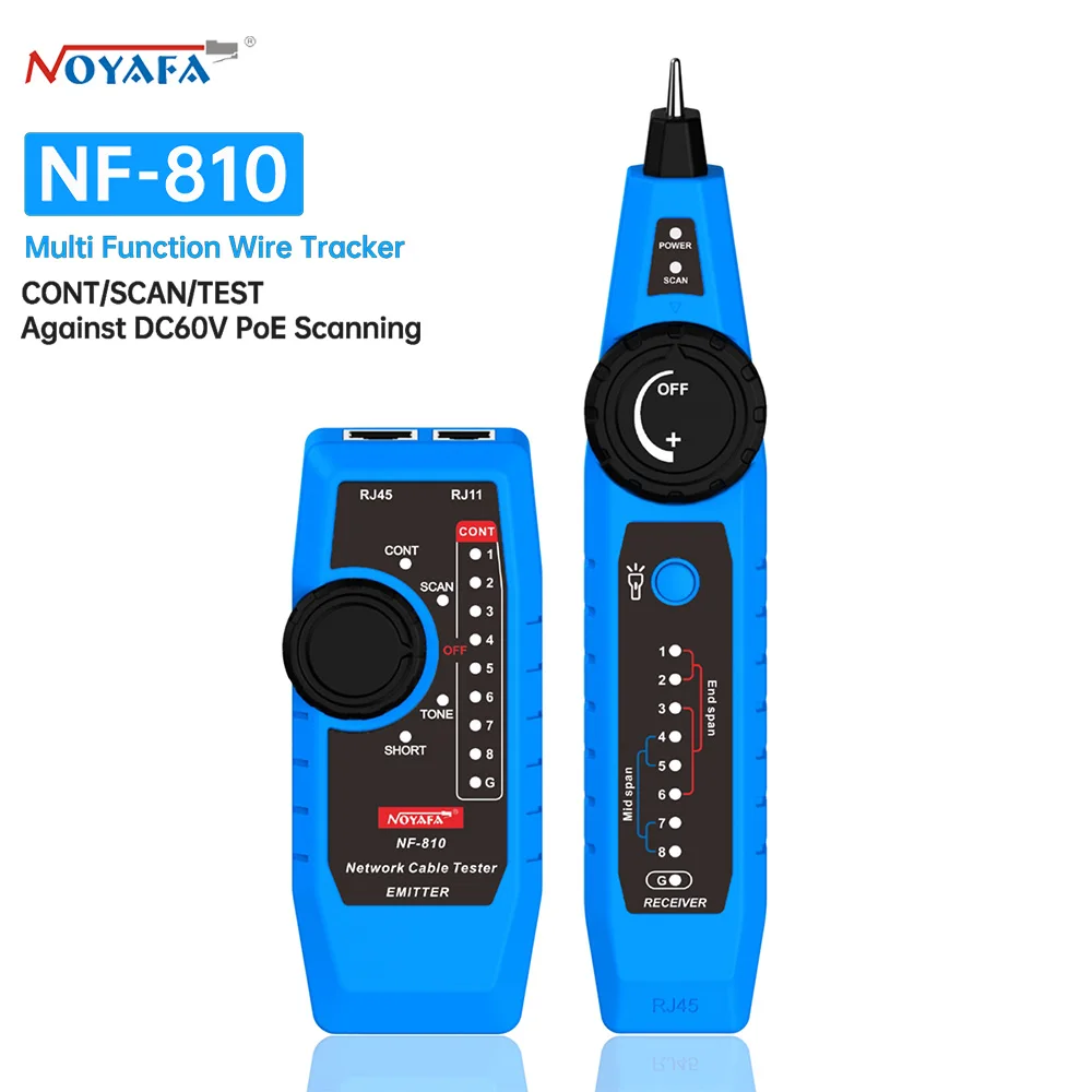 

NOYAFA NF-810 RJ11 RJ45 Telephone Wire Finder Tracer Toner Ethernet LAN Network Cable Tester Anti-Interference Line Finder