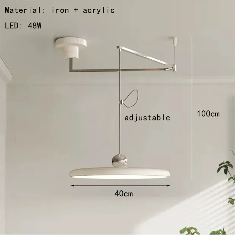 

Светодиодный подвесной светильник в кремовом стиле, креативные художественные акриловые передвижные люстры для домашнего декора для спальни, кабинета, студийные светильники