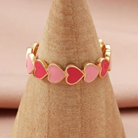 retro pink love heart metal opening adjustable ring geometric ins wind womens electroplating ring