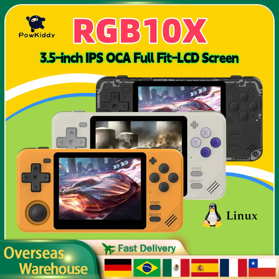 POWKIDDY RGB10X Ретро портативная игровая консоль ArkOS Opendinglinux Gaming RK3326 3 5-дюймовый IPS-экран