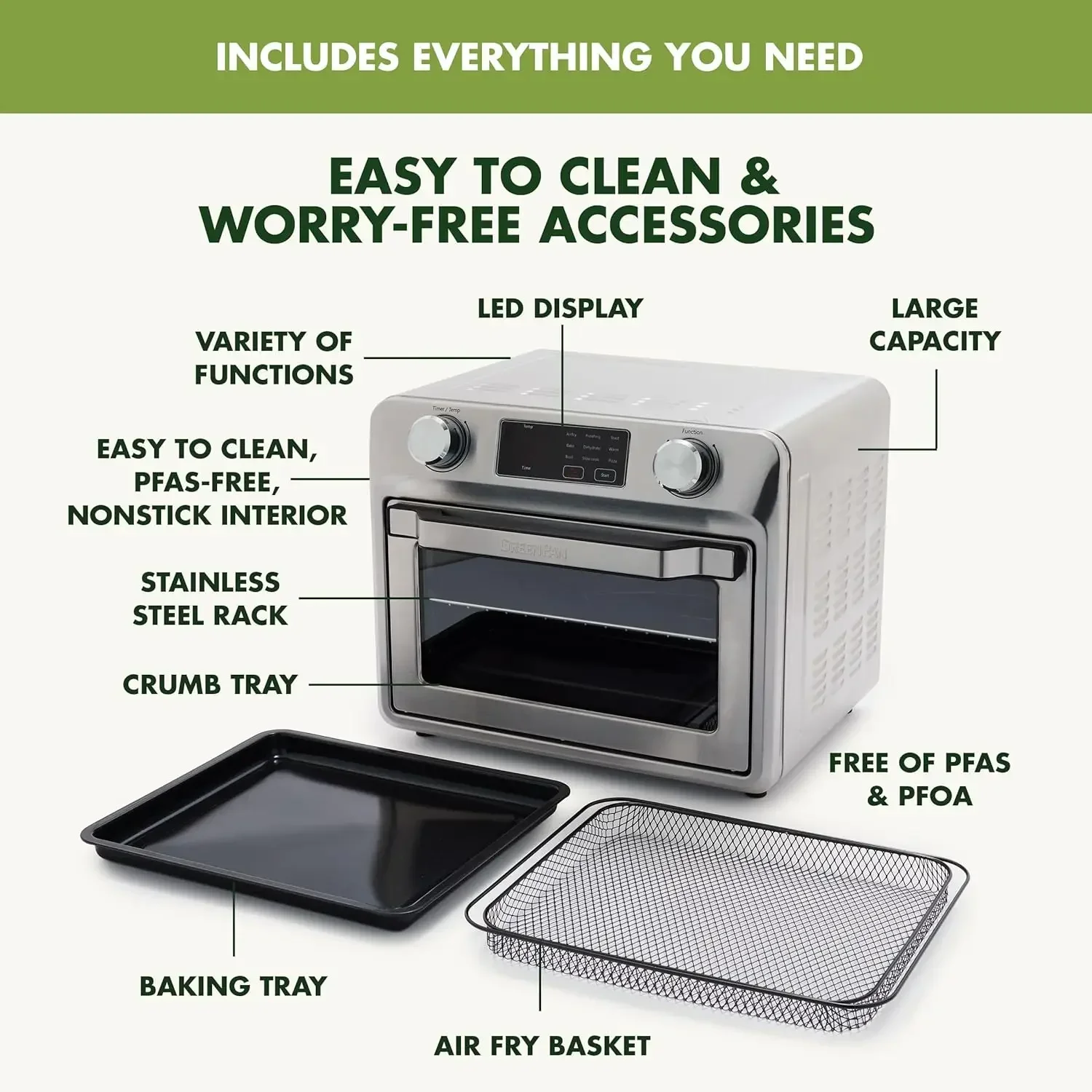 Воздушная жарочная печь 9-в-1 из нержавеющей стали противень с антипригарным